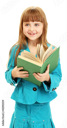 cute little girl reading a ...