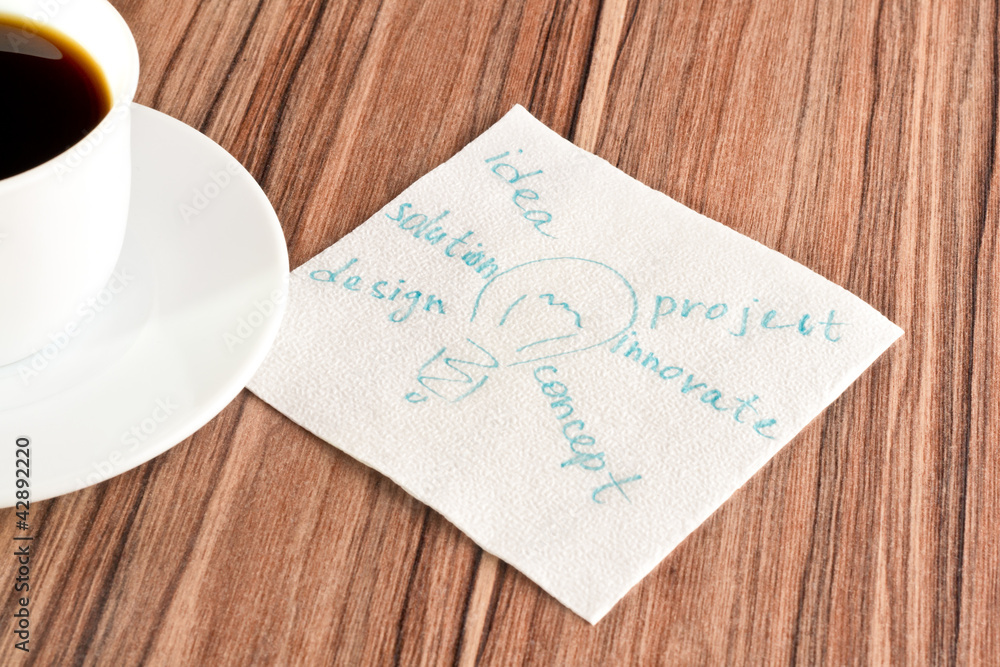 Light bulb on a napkin Light bulb on a napkin