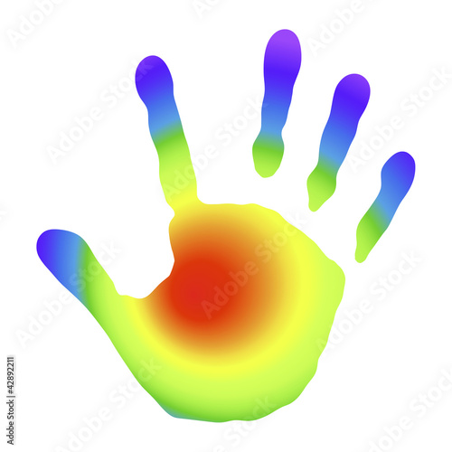 Handabdruck mit Regenbogenfarben