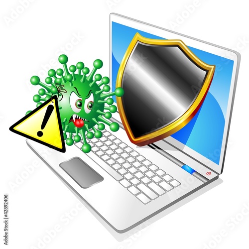Computer Antivirus-Pericolo-Warning-Virus Cartoon-Vector