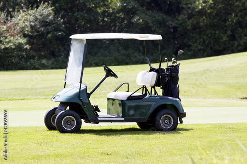 Golf Car Caddy auf einem Golfplatz Sommer