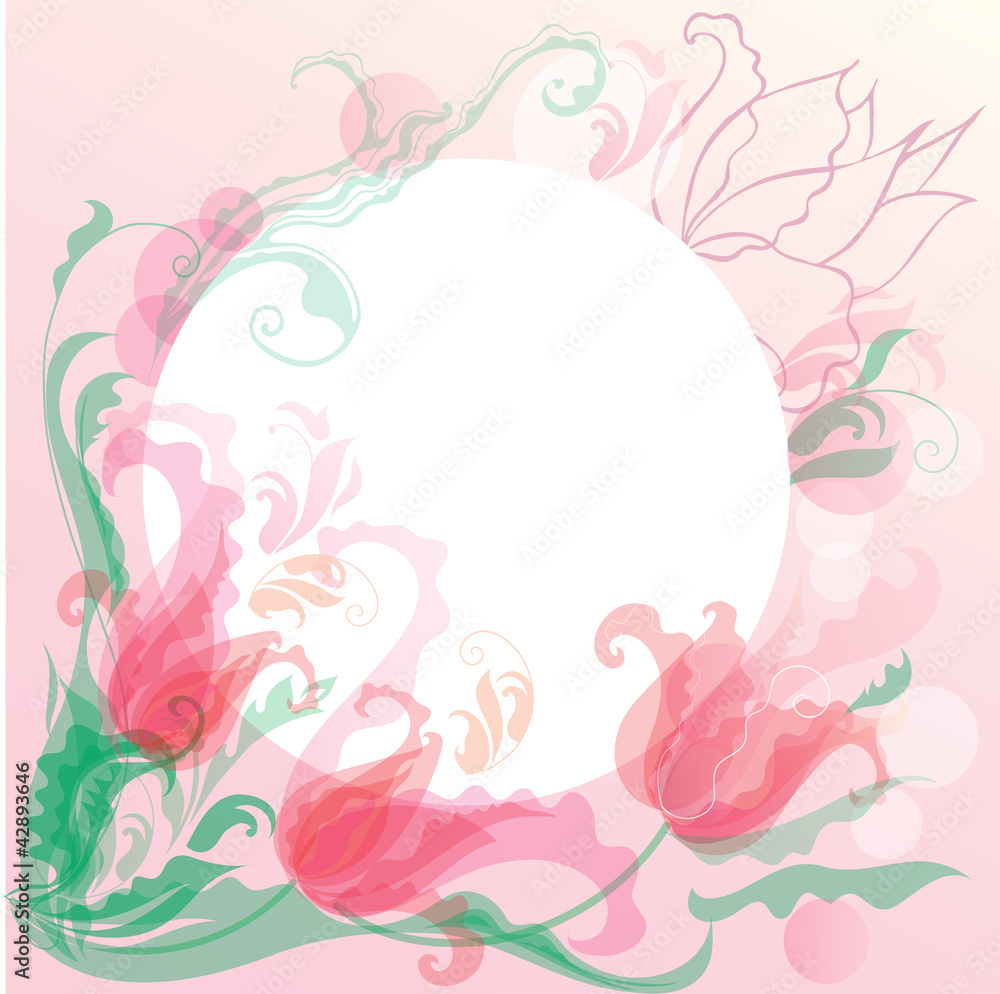Background with tulips in watercolor effect Background with tulips in watercolor effect