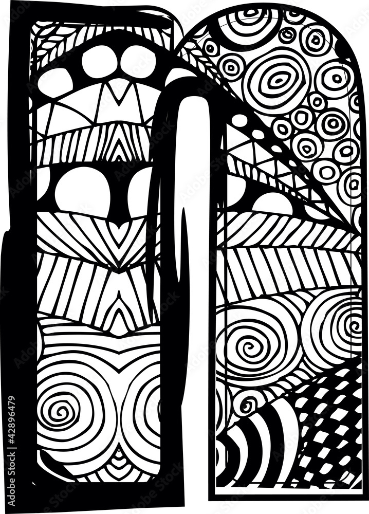 Letter n with abstract drawing. Vector illustration Letter n with abstract drawing. Vector illustration