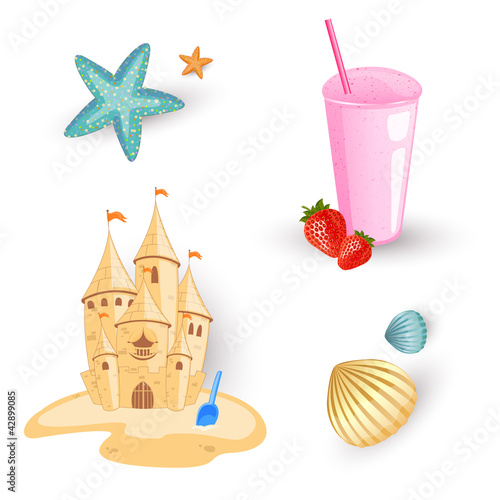Vector Illustration of Beach Elements