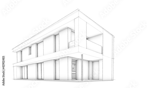 Sketch of modern house – only house © Visualization3D