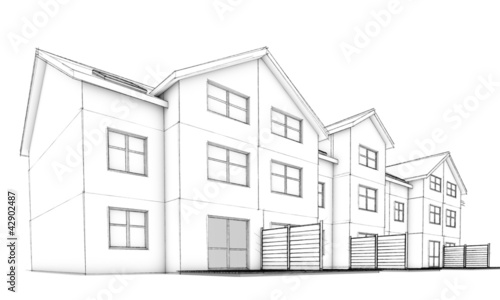 Sketch residential terraced houses.