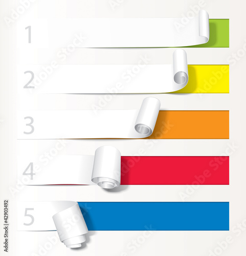 Set of paper curl from less to more.