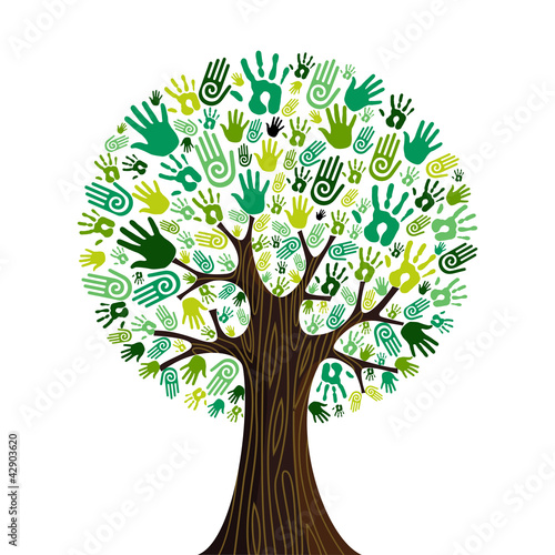 Go green hands collaborative tree