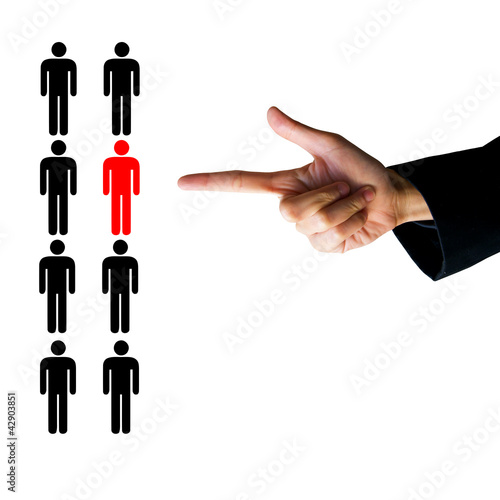 Female hand choice a person