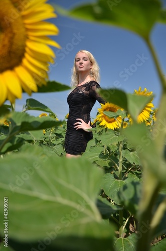 woman with sunflower