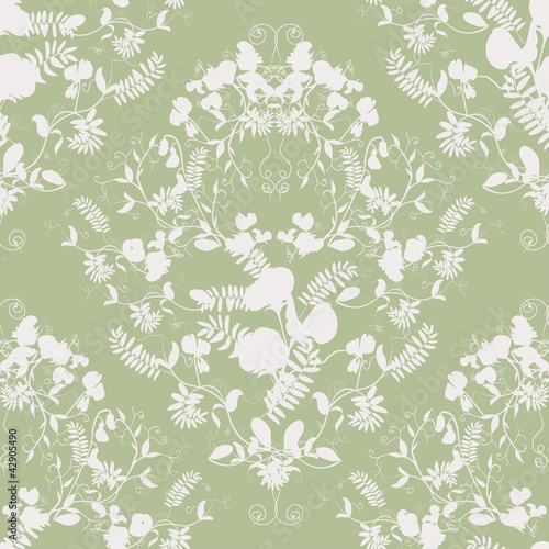 Decorative classic sweet pea silhouette seamless patterns.