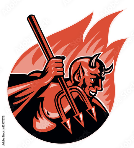 Devil Demon With Trident Pitchfork
