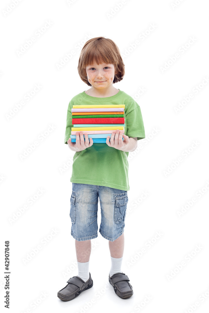 Boy with colorful books Boy with colorful books