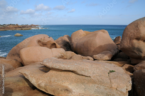 Brittany, pink granit rocks in Ploumanac h photo