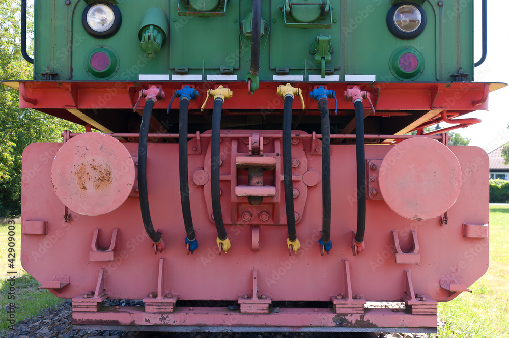 Detail of electric trains closeup