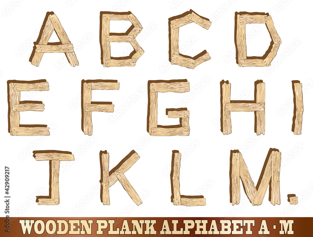Wooden Plank Alphabet A to M Wooden Plank Alphabet A to M