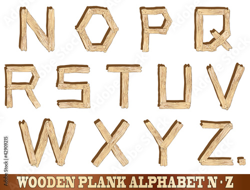 Wooden Plank Alphabet N to Z