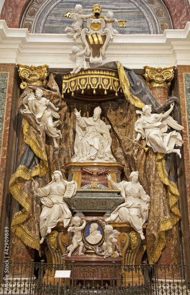 Rome -  Pope Gregorius XV memorial in Saint Ignace church