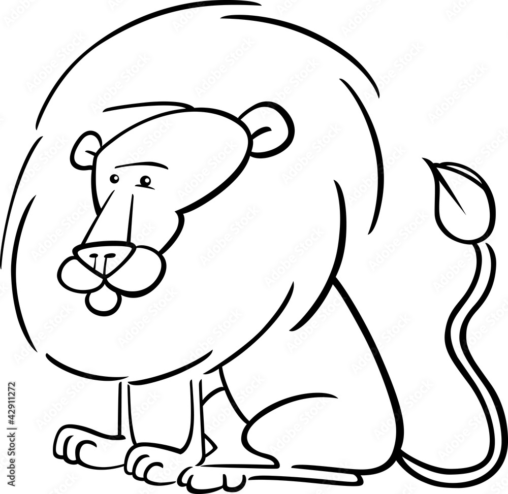 Fototapeta premium African Lion Cartoon for coloring