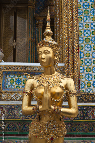 Golden Angel in Phra Kaew Temple, Bangkok Thailand, Public art.