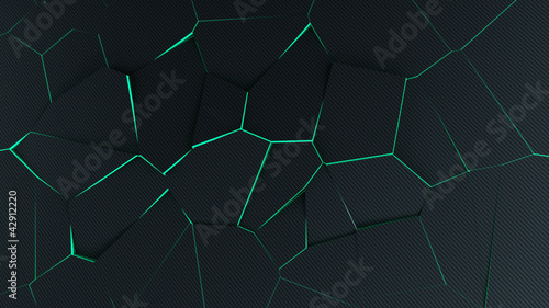 Abstrakter 3D Voronoi grün Neon carbon look