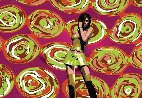 comic style pinup and abstract background