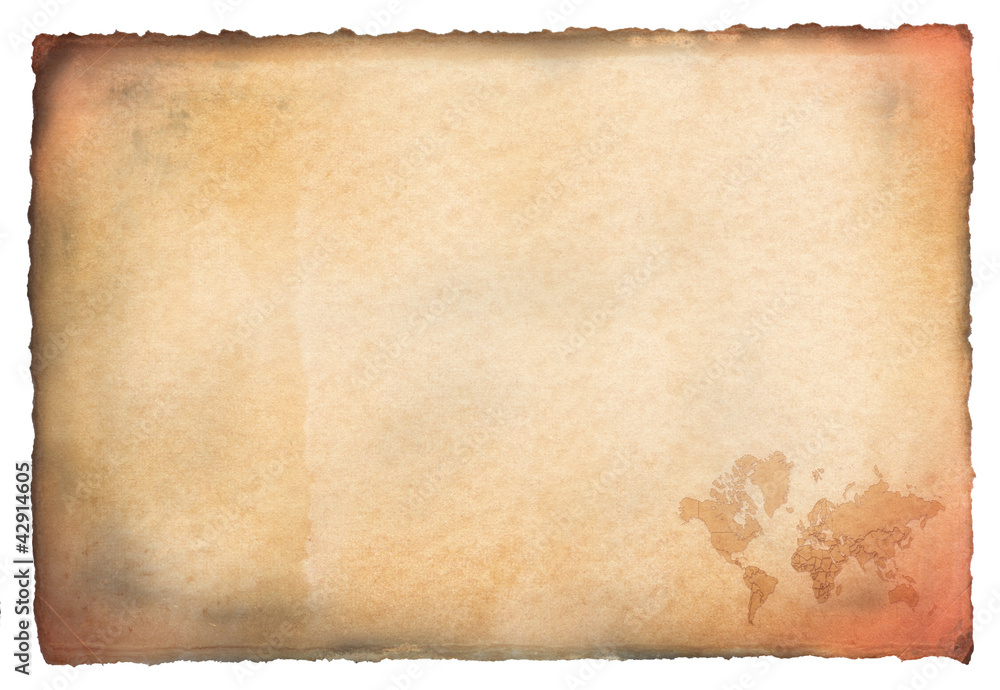 Antique parchment with world map