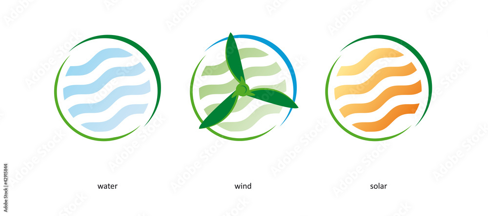 Windkraft Wasser Solar Klima Windrad Kälte Logo Signet Stock ...
