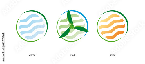 Windkraft Wasser Solar Klima Windrad Kälte Logo Signet photo