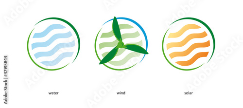 Windkraft Wasser Solar Klima Windrad Kälte Logo Signet