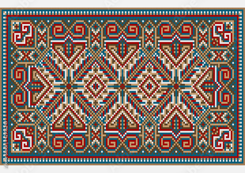 Design ethnic rug in bright colors