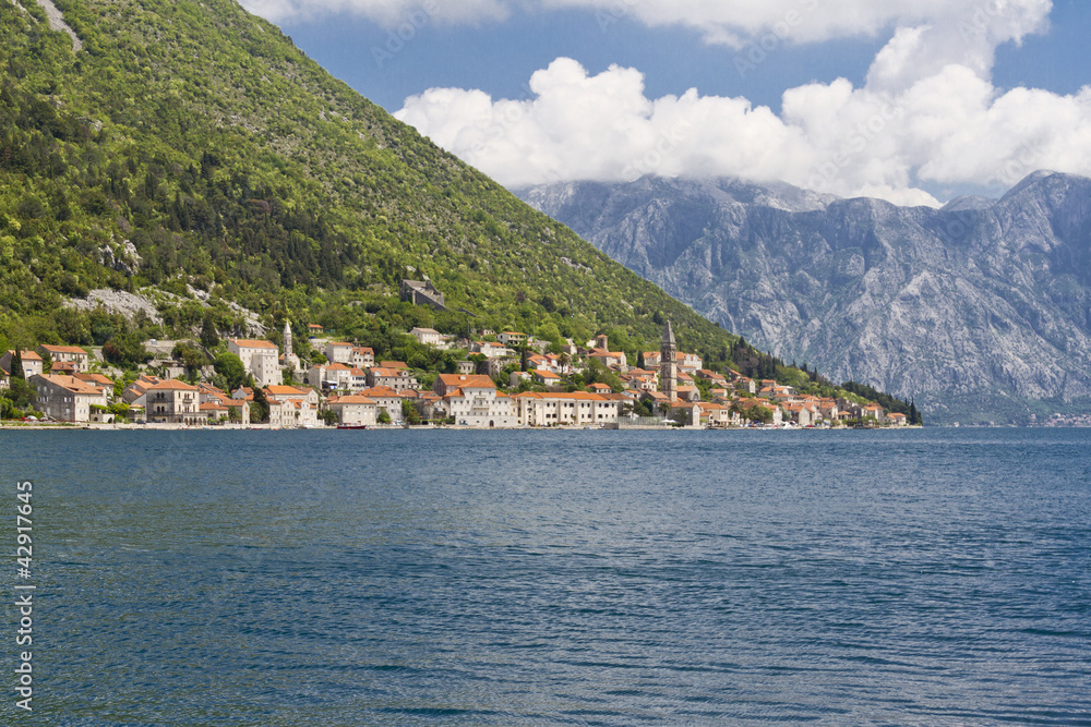 Beautiful landscape of Perast - historic town in Boka Kotor bay