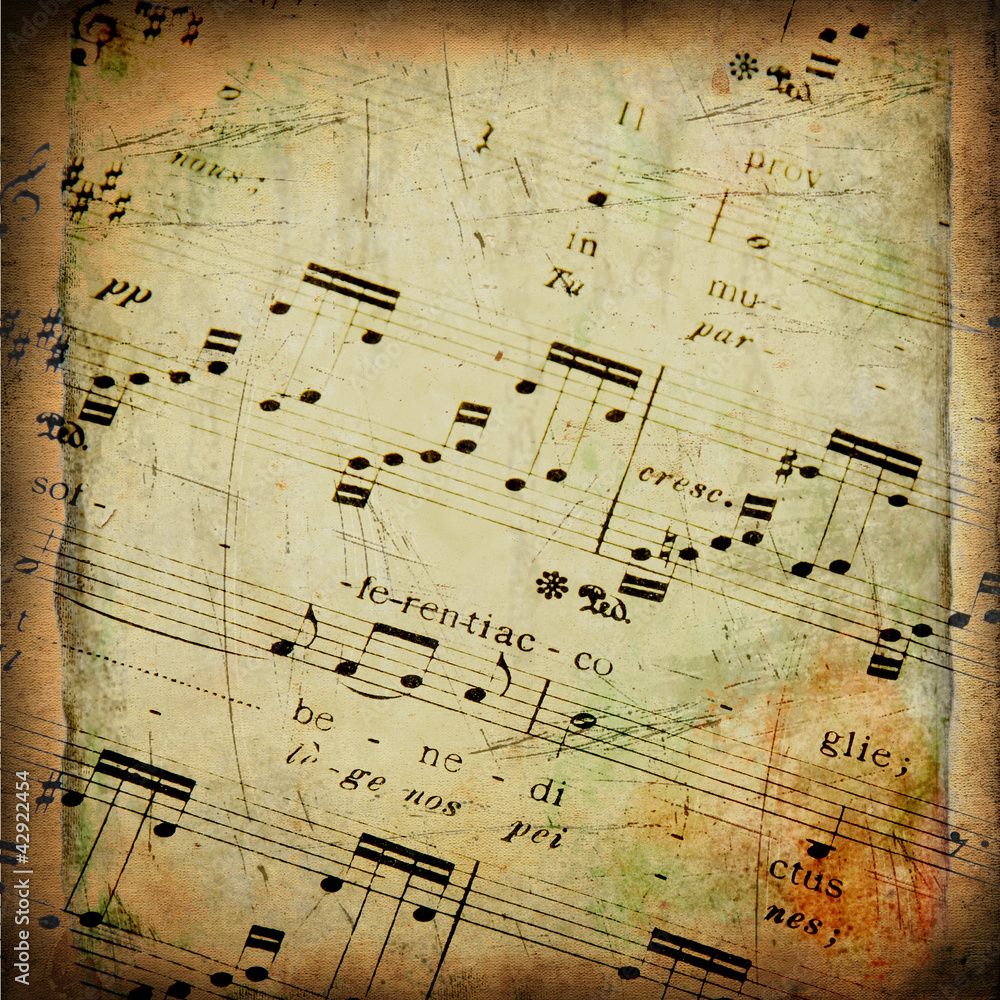 Old texture grunge with musical score