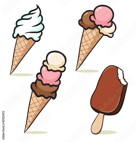 vector illustration. set sketches of ice cream