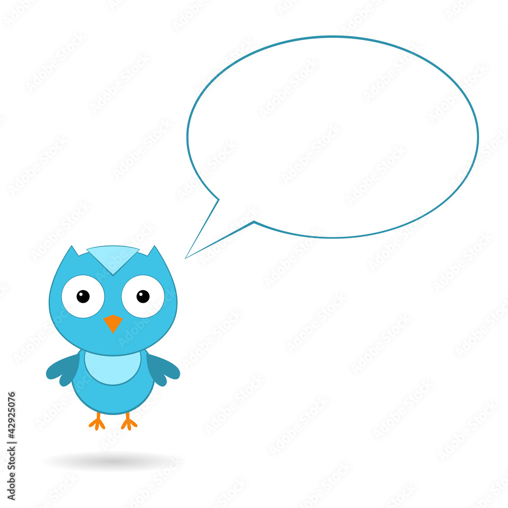 Blue bird with speech bubble Blue bird with speech bubble