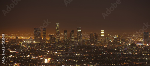 Sunset of Downtown Los Angeles skyline