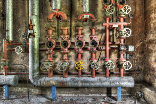 Industrial boiler room in a derelict factory