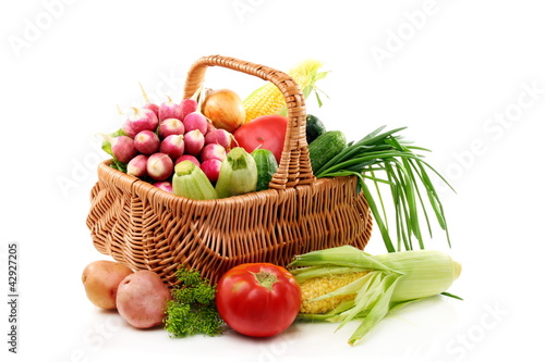 Summer vegetables in basket.