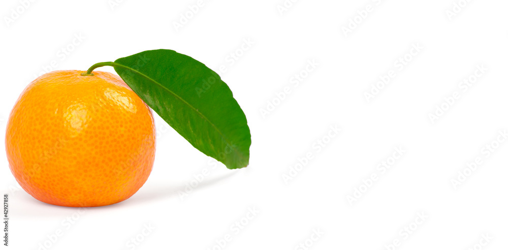 Tangerine with green leaves isolated on white Tangerine with green leaves isolated on white