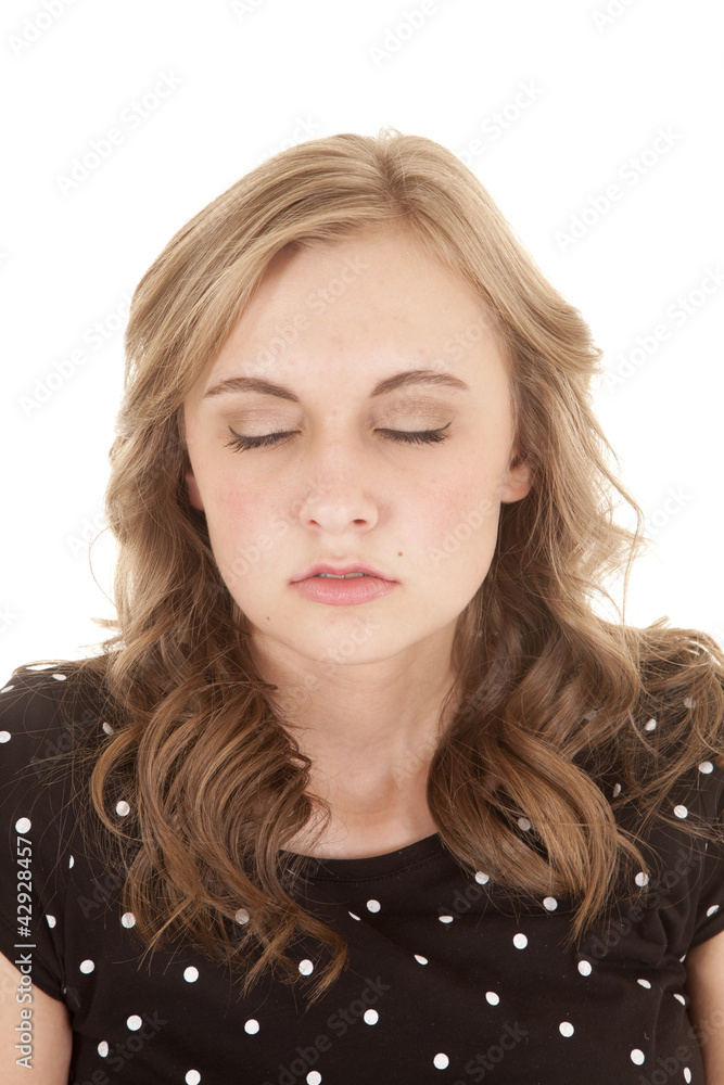 black dot woman eyes closed black dot woman eyes closed