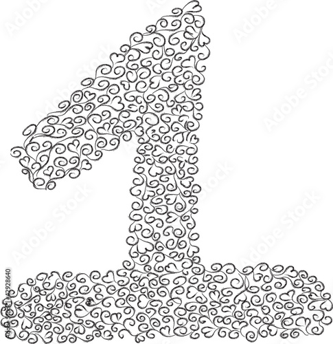 Number one on a white background