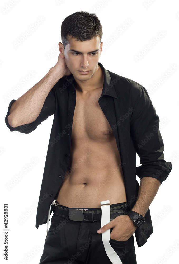 Fototapeta premium Attractive young mem with suspenders