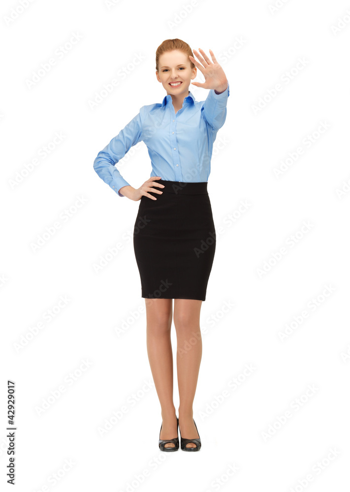 stewardess making greeting gesture stewardess making greeting gesture