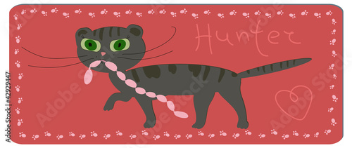 cute black cat and sausage