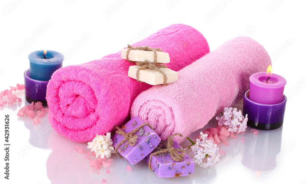 beautiful spa setting isolated on white beautiful spa setting isolated on white