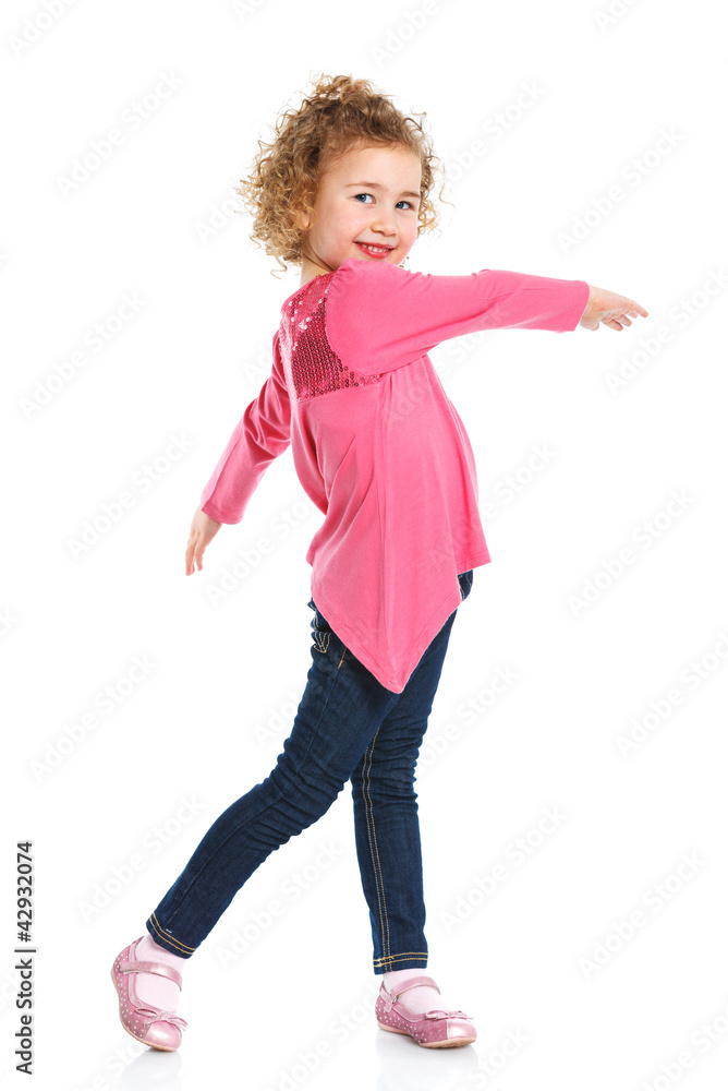 Fototapeta premium little girl, isolated on white