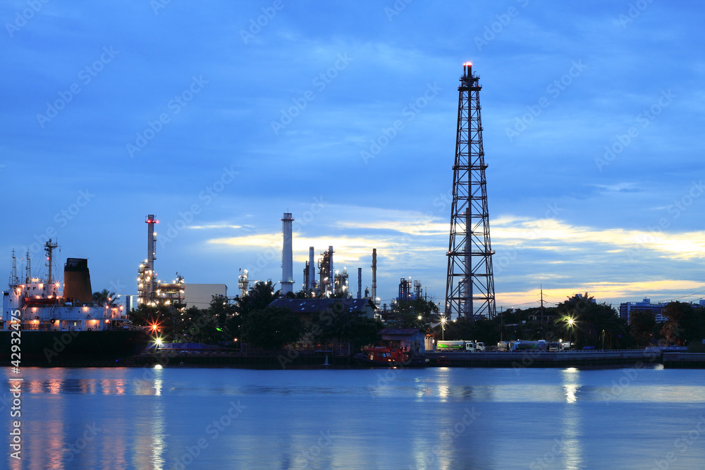 Refinery plant area at twilight Panorama Refinery plant area at twilight Panorama