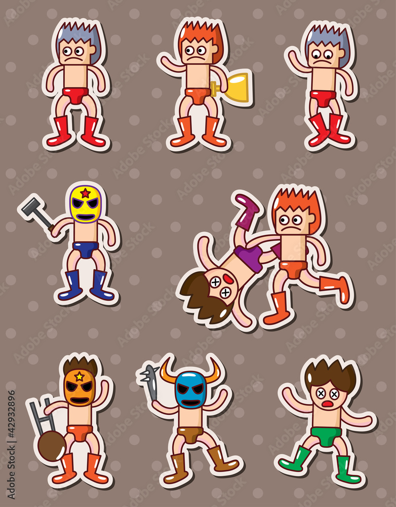 Fototapeta premium cartoon wrestler stickers