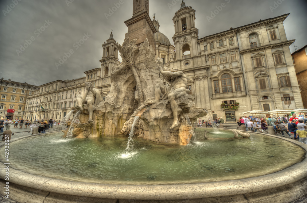 Roma, piazza Navona, fontana dei 4 fiumi