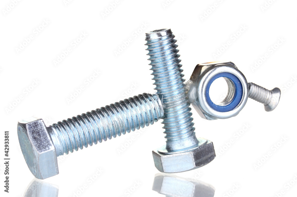 Stack of balanced screws isolated on white Stack of balanced screws isolated on white